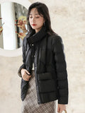 VAREY LIN Winter Women 90% Duck Down Fit Coat Casual Light Feather Jacket Single Breasted Warm Parker Solid Color