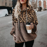 Women Fleece Hoodies 2021 Long Sleeve Hooded Pullover Sweatshirt Autumn Winter Warm Zipper Pocket Fur Coat Plus Size