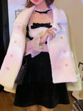 A-Line Slim Dress for Women French Lace Fairy One Piece Dress Korean Petal Sleeve Party Elegant Dress Female Autumn