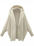 Winter Woman Coat 2022 Very Warm Oversized Cardigan Solid Bat Sleeve Hooded Loose Plush Coats for Women Clothing