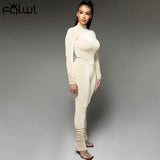 Streetwear Two 2 Piece Set Tracksuit Sweatsuits For Women Outfits Turtleneck Bodysuit Top Ruched Black Pants Matching