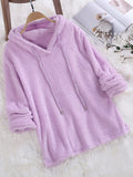 Autumn And Winter Explosion Of Solid Color Long-Sleeved Hat Hair Double-Sided Plush Pyjamas