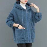 sweater women plus fleece new autumn and winter loose Korean zipper cardigan thick lamb wool