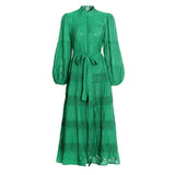 TWOTWINSTYLE White Hollow Our Dresses For Women Stand Collar Lantern Sleeve High Waist Patchwork Bow Slim Mini Dress Female