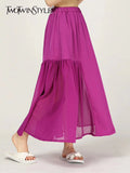 Patchwork Mesh Casual Skirt For Women High Waist A Line Asymmetrical Midi Skirts Female Summer Clothing Style