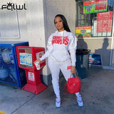 Letter Print Ladies Tracksuit Female 2 Two Piece Set Women Outfits Oversized Hoodie Joggers Sweat Pants Suit Matching