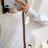 Spring And Autumn Dress New Loose White Bottomed Shirt For Women With Medium-Long Cotton Long-Sleeved T-Shirt Inside-Outfit