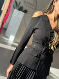 Version Of Temperament Two Sets Of 2025 Autumn New Sling Belt Belt Coat High Waist Pressure Skirt Dress Suit Female