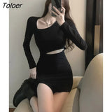 Sheath Long Sleeve Dress Women Autumn Stylish Ins Fashion Asymmetrical New Design Sexy Ladies Mini Streetwear Y2k