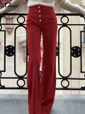Celmia Elegant Wide Leg Pants 2022 Fashion Women High Waist Buttons Long Trousers Casual Streetwear Solid Party Pantalon