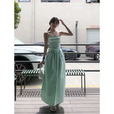 Dress 2025 Summer New French Temperament Bow Bows Folded Long Breast-Wearing