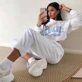 2022 Letters Printed Women's Cropped Hoodie Sweatshirt White Long Sleeve Oversized Hoodie Pullover Short Hooded Sweatshirt