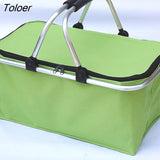 Folding Picnic Camping Lunch Bags Insulated Cooler Bag Cool Hamper Storage Basket Bag Box Outdoor Portable Picnic