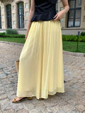 Xixi 2025 Summer Temperament With High Waist Chiffon Leisure Loose Broad Leg Trousers Skirts