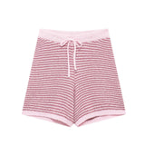 Spring Style Loose Knitted POLO Collar Blouse 6427041 Shorts 6427042-Outfit