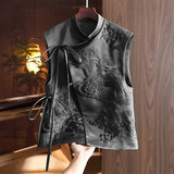 Vest Jacket Women's Spring And Summer New Style Guochao Retro Heavy Industry White Stork Embroidery With Chinese Style Horse Clip Jacket-Outfit