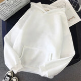 Solid Hoodies Autumn Harajuku Long Sleeve Hooded Female Sweatshirt Winter Pocket Oversized Basic Hoody Sudaderas Tops