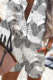 Print Long Sleeve Shirts and Short Pants Set Women Spring Summer New Single Breasted Blouse Pocket Shorts 2 PC