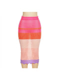 Summer Sexy Beach 2 Two Piece Sets For Women Outfits Sleeveless Backless Crop Top Maxi Skirts Patchwork Matching Sets
