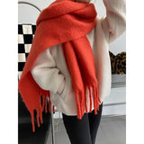 Mohair Thick Scarf Female Autumn And Winter Warm Double-sided Korean Version Of The Wild Long Collar