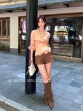 Xixi 13 Line 2025 Autumn White Standard Commute High Waist Thin Temperament Shorts Broad Leg Pants Women