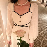 Button Dresses for Women Fairy Midi Party Dress Evening Office Lady Design One Piece Dress Elegant Korean Spring