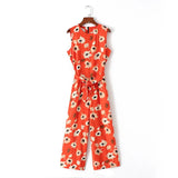 Women's Sleeveless Print Conjoined Broad Leg Trousers