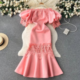 Red Dot V-Neck Women's Short-Sleeved Dress Summer Single Buckle Tie With Thin A-Word Mid-Long