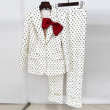 Star New Bow Decoration Wave Dot Suit Jacket Trouser Suit Two