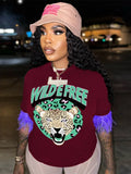 Summer Clothes Streetwear Short Sleeve Crop Tops Women 2022 O Neck Feather T Shirts Tees Female Black Graphics T