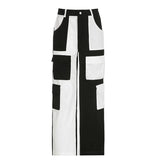 Street Impact Color High-Waisted Corduroy Trousers 2024 Spring And Summer New Multi-Pocket Straight Tube Wide-Leg Tooling-Outfit