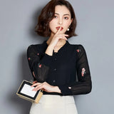 Women 2021 Plus Size 4XL Long Sleeve Women's Blouses Printed Solid Color Shirt Chiffon Blouse Ladies Tops 5 Color