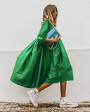 Beach Dress 2021 Summer Rose Leaf Print Three-Quarter Sleeves Large Mid-Length Dress