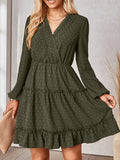 Dot Lace Trim Surplice Tiered