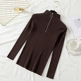 Solid Zipper Pullover Sweater Knitted Autumn and Winter 2022 Long Sleeve Pull Femme Slim Jumper Women Sweaters Tops