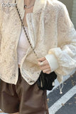 Coat Women Lace Hollow Out Long Sleeve Casual Outwear Crop Tops Zipper See Throught Y2k Jackets 2023 Ropa Mujer
