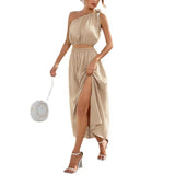 Women's Fashion Slanted Shoulder Bow Set Open Large Pendulum Dress Two Sets Of