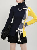 Bow Striped Knitting Sweater Loose Fit Turtleneck Long Sleeve Women Pullovers New Fashion Tide Autumn Winter 2022