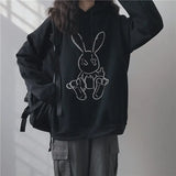 Deeptown Korean Style Women Hoodies Winter 2021 Fashion Print Sweatshirt Long Sleeve Plus Size Tops Warm Plus Velvet