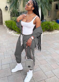 Casual Sport Zip Hoody Sweatshirt and Sweatpants 2 Piece Set Jogger