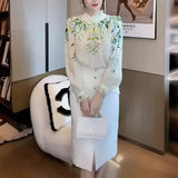 And Elegant Loose Floral Shirt 2023 Spring New Fashion Splicing Age-Reducing Waist And Thin Blouse Ladies-Outfit