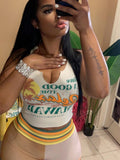 Summer Streetwear Clothes Bodycon T Shirts Crop Top Women V Neck Cut Out Crop Top Female White Tees Tank Tops Women