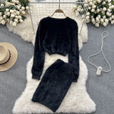 Winter Women Warm Sweater Suits Short Knit Top+High Waist Slim Skirt Sweet Streetwear Knitted Two Pieces