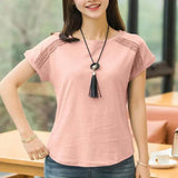 Cotton Summer Blouses Lace Batwing Sleeve Shirts Women Tops Solid Shirts Female Korean 2022 Casual Blusas