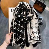 Spring And Autumn Imitation Cashmere Shawl Silk Scarf With Warm Tassel Geometric