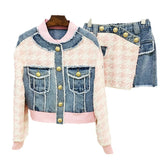 New Thousand Bird Cowboy Splicing Loose Side Baseball Uniform Jacket
