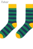 1 Pair Men Dress Socks Cotton Colorful Striped Plaid Printed Comfort Happy Socks Skate Funny Geometry Dot Wedding