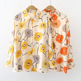 flower printing ladies shirts Women's Blouses Spring Autumn Long Sleeve Shirts Tops Blusas