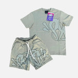 High Street Fashion Hip Hop Suit Men 2023 Summer Fashion T-Shirt Printed Syna Shorts-Outfit