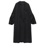 Women Back Striped Big Size Long Trench New Lapel Long Sleeve Loose Fit Windbreaker Fashion Spring Autumn 2023